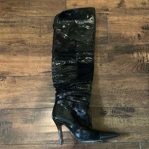 Aldo Women’s Black Leather Pointed  Over The Knee Boots. Size 8.5/39